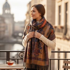Multicolored Floral Vine Stole